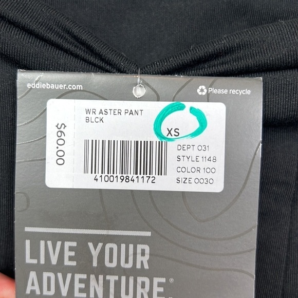 NWT Eddie Bauer Aster Hiking Travel Pant Moisture Wicking UPF XS High Waist - Picture 10 of 12